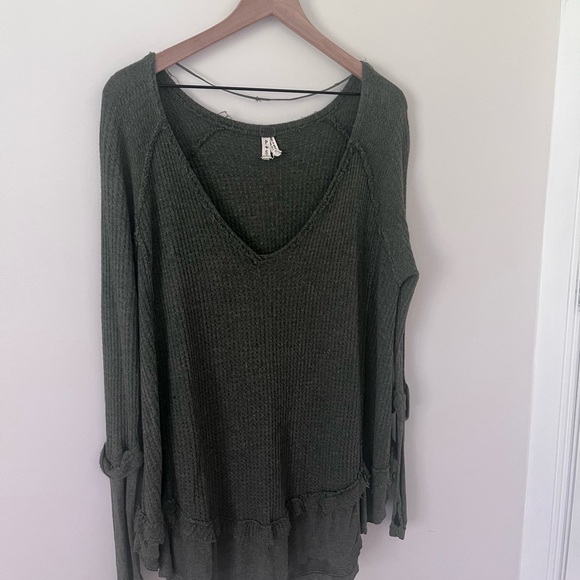 Free People Laguna Thermal Long Sleeve Olive Green Size S - Picture 3 of 8